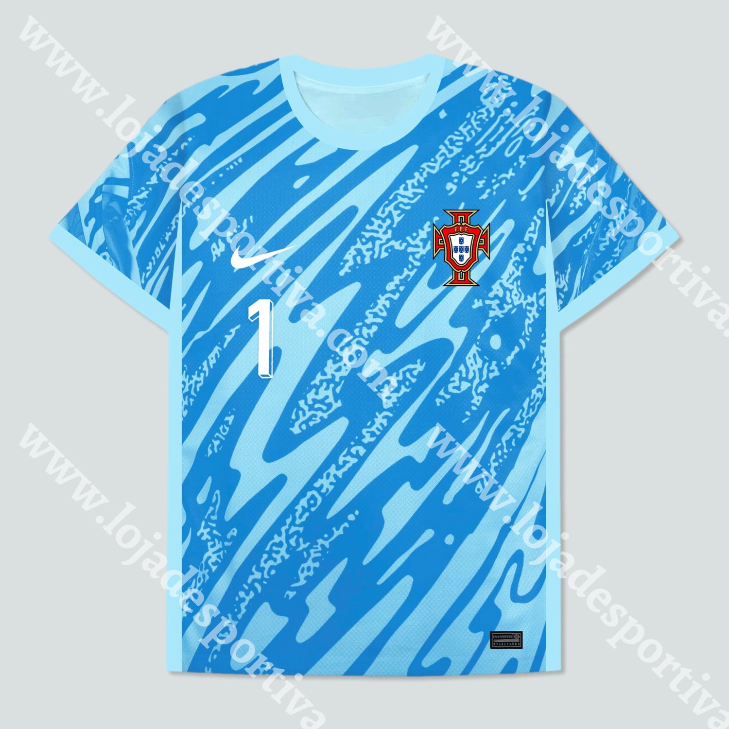 Camisola Guarda-Redes Azul Portugal Euro 2024 Camisola Futebol