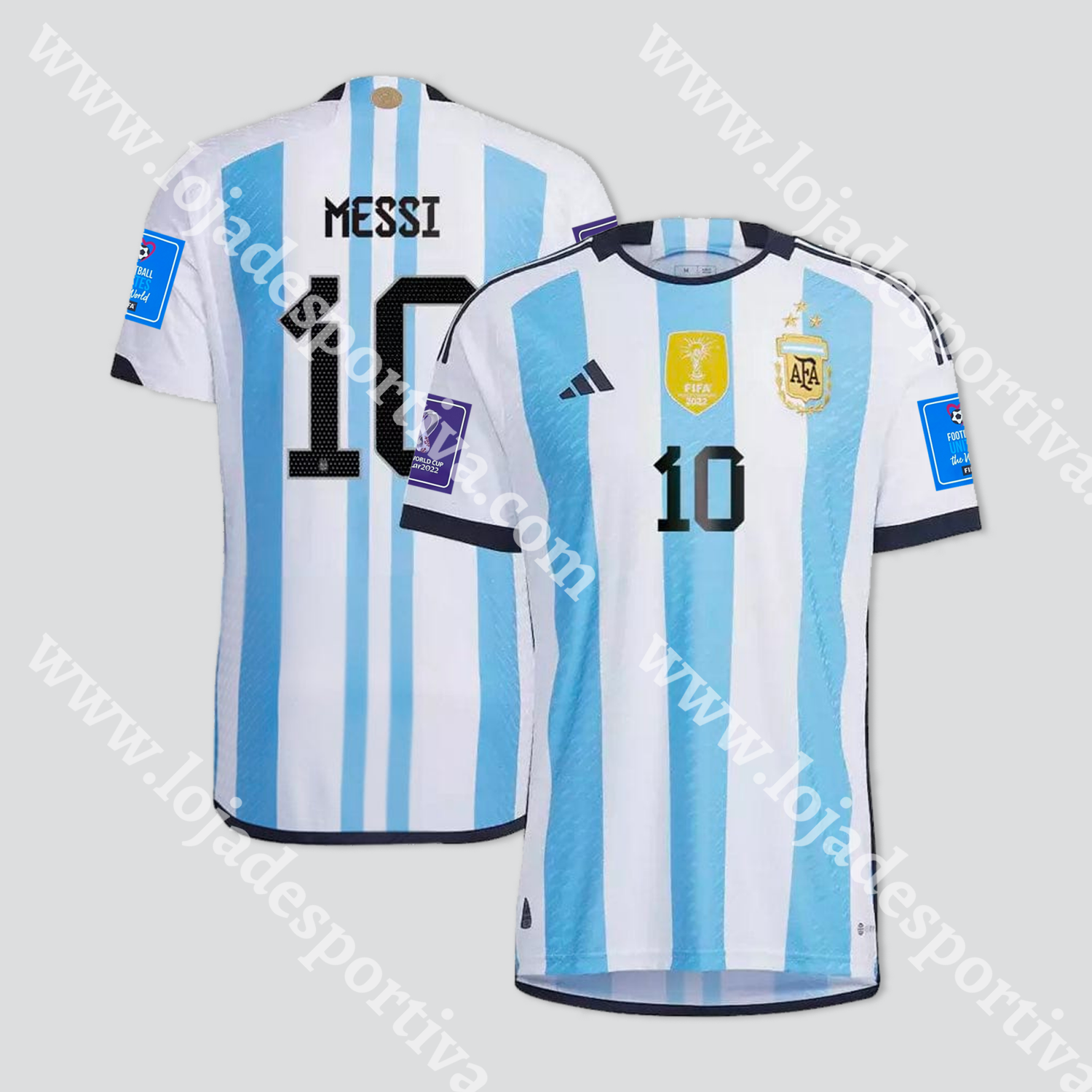 Camisola Messi 10 Argentina Campeão Mundial 2022 Xxl