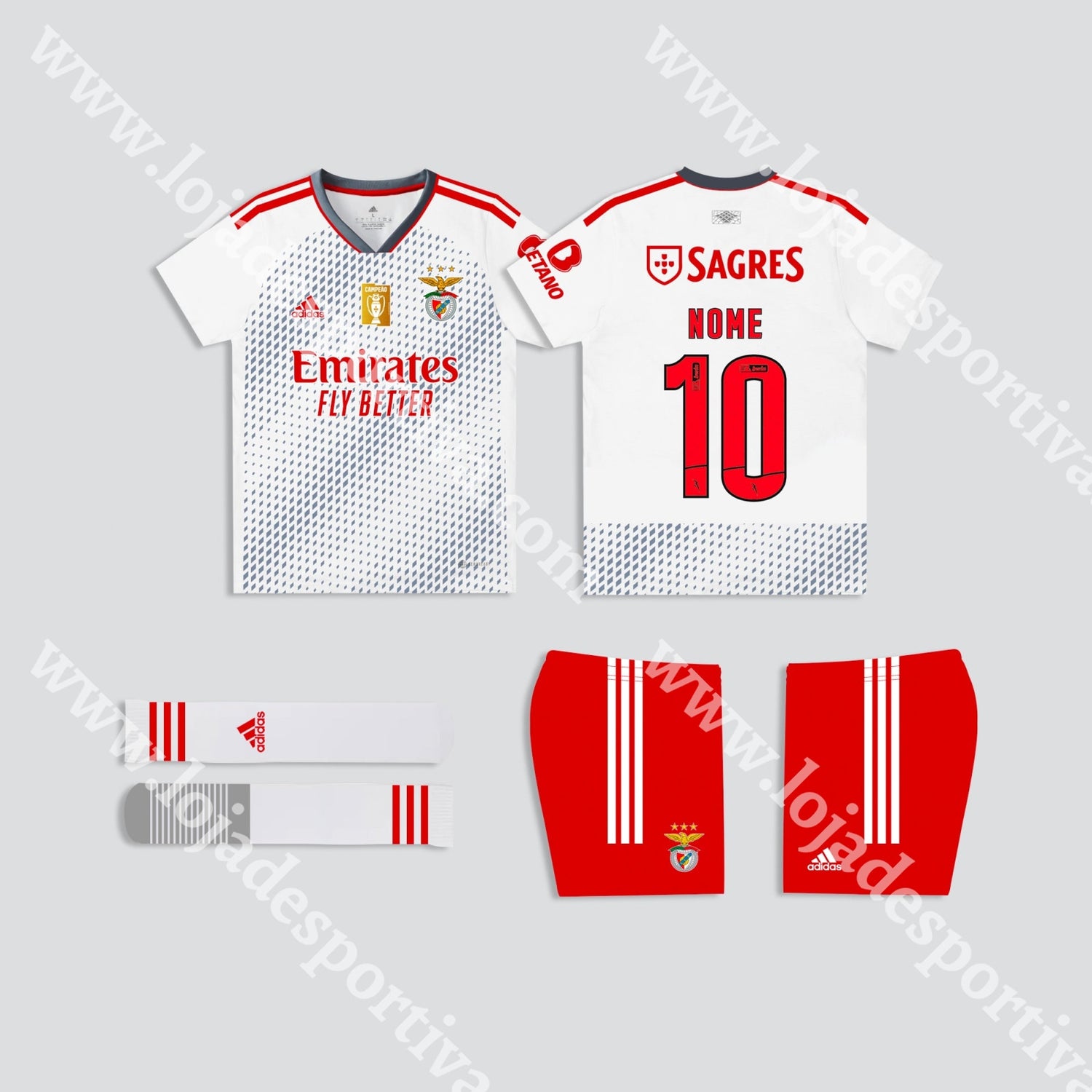 SL Benfica Liga Portugal Bwin 2020/2021 Name&Number Set Home/Away/Third  Football