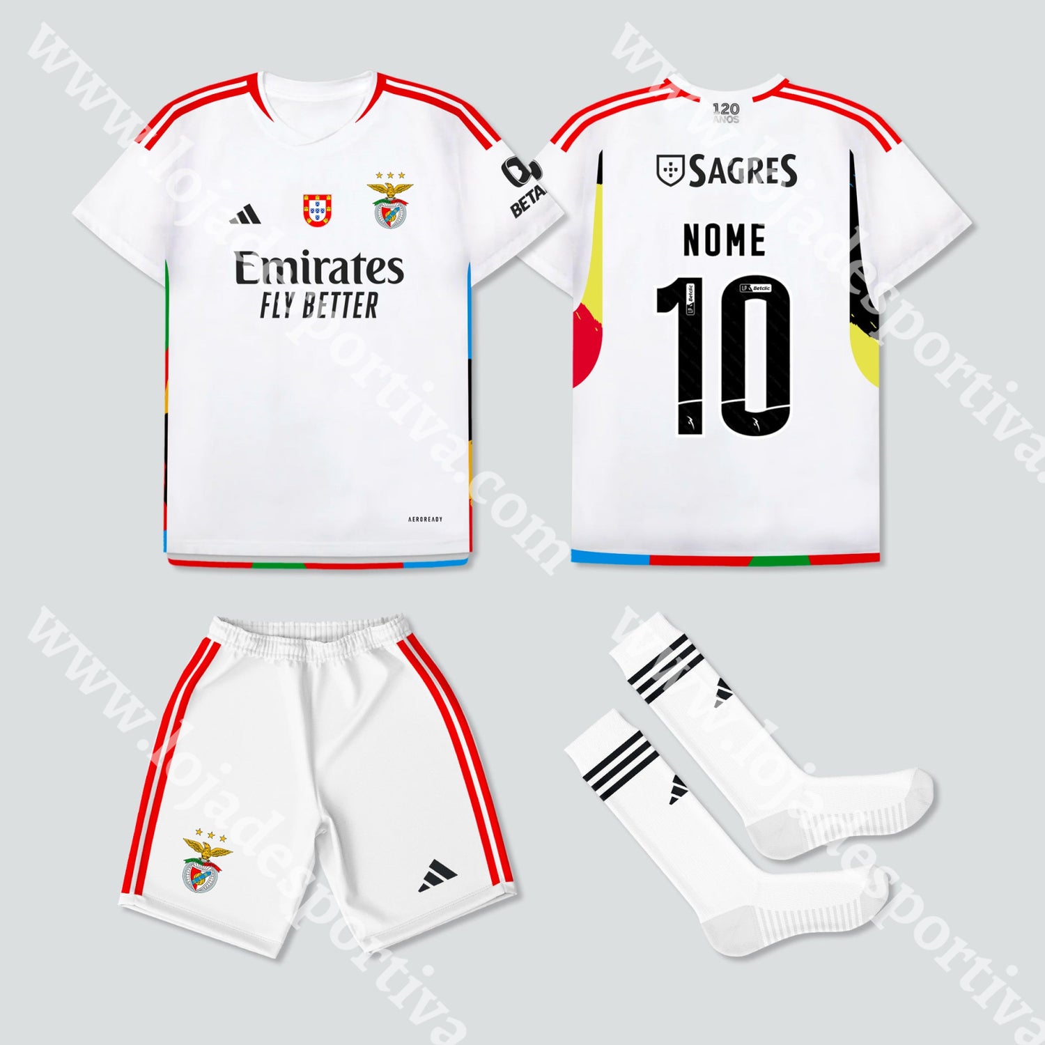 Novo Kit Criança Alternativo Sl Benfica 23/24 Camisola Futebol