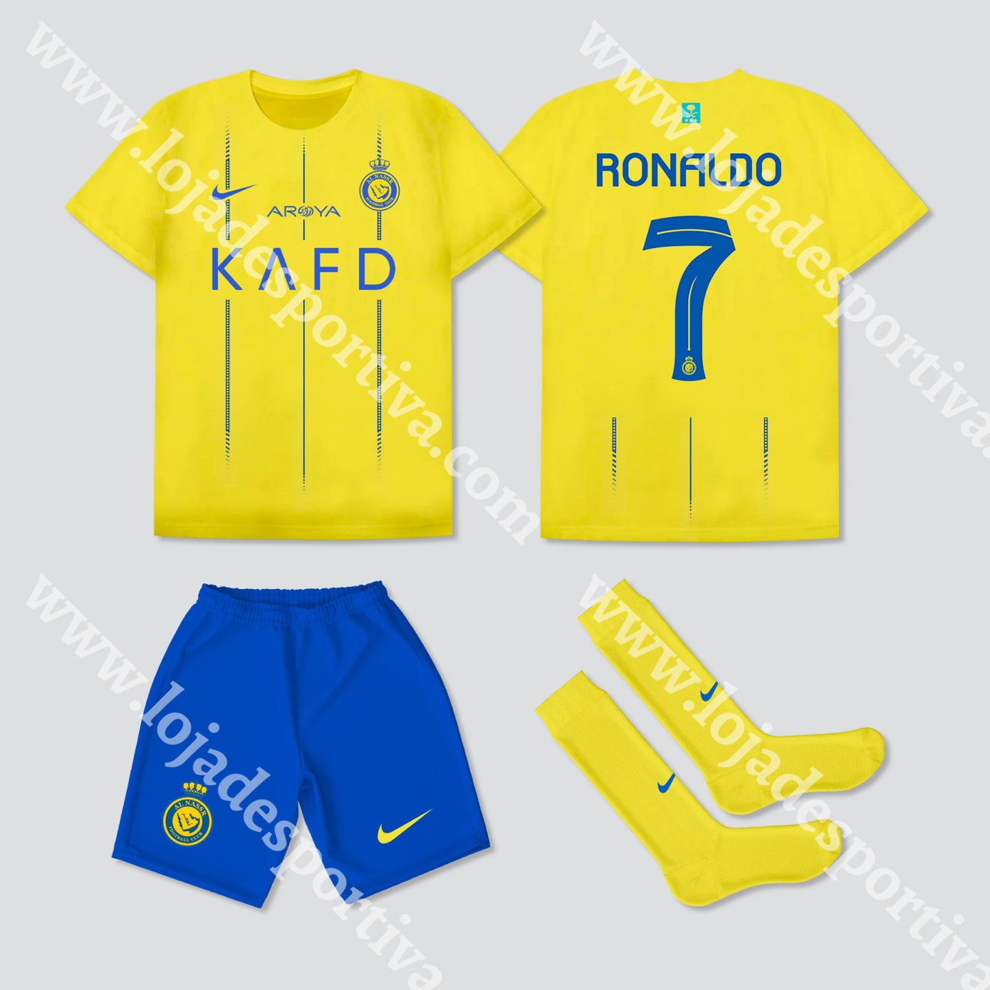 Kit Criança Ronaldo 7 Al-Nassr 23/24 1-2 Anos