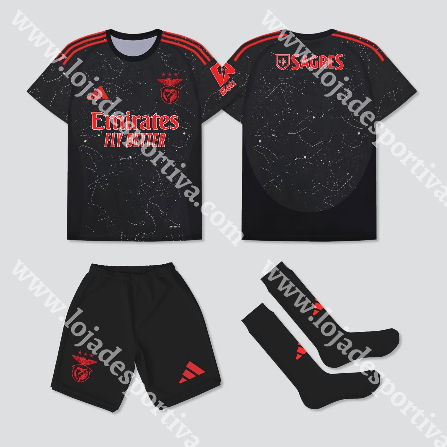 Novo Kit Criança Alternativo Sl Benfica 24/25 1-2 Anos