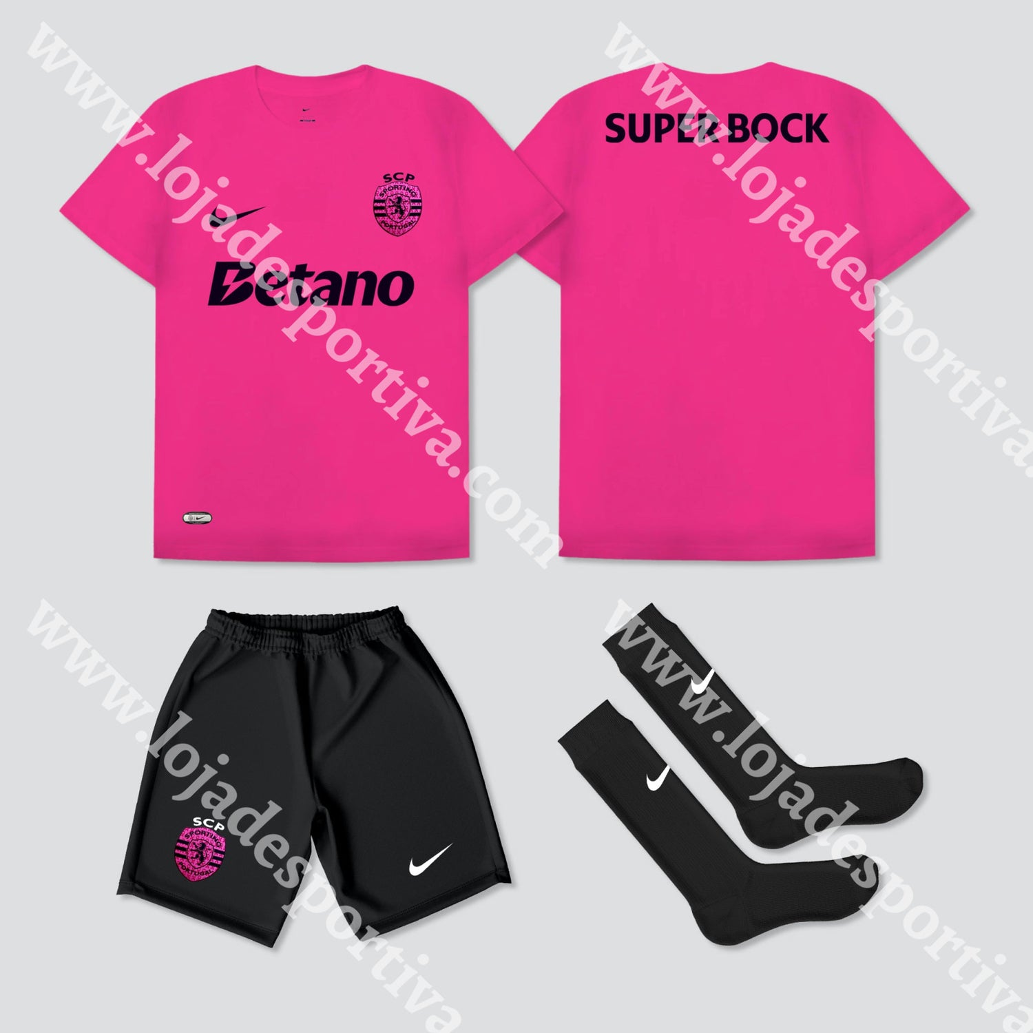 Novo Kit Criança Rosa Sporting Cp 24/25 1-2 Anos